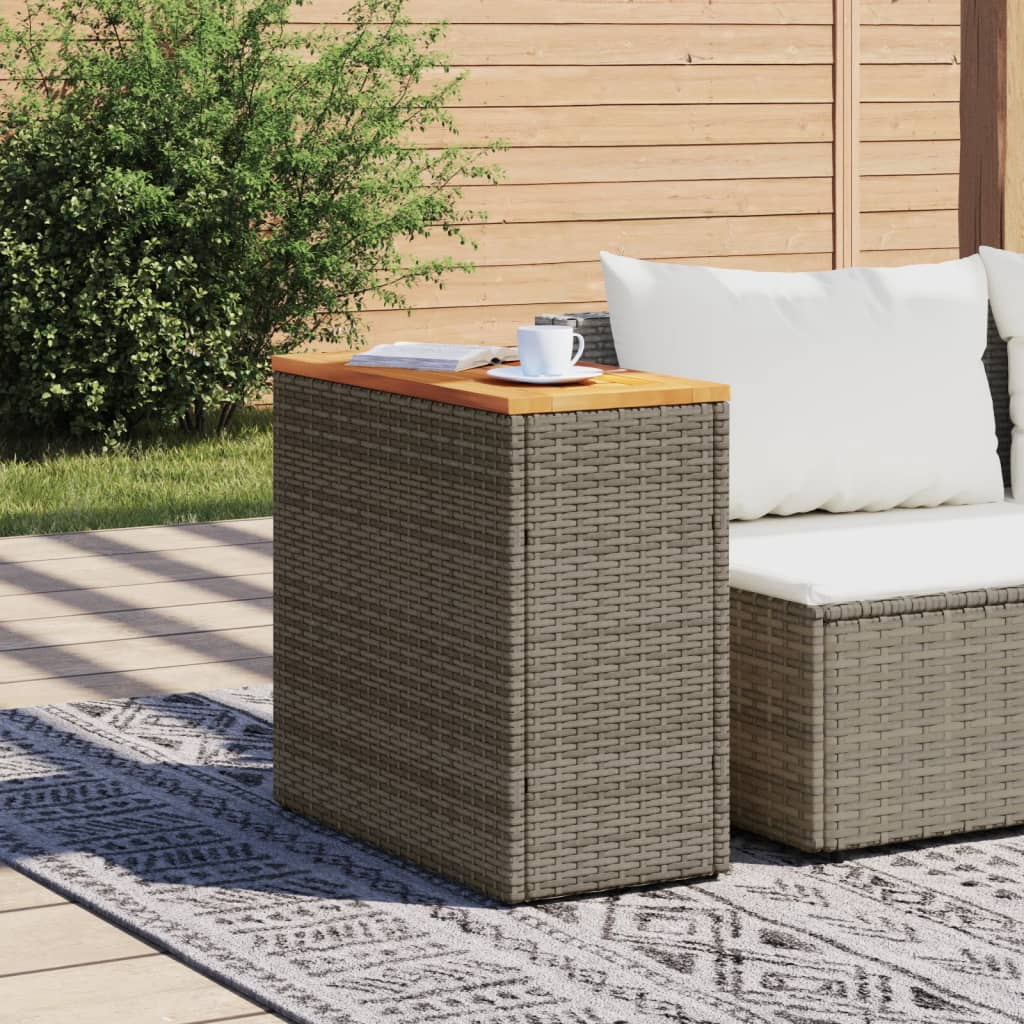 vidaXL Tavolino Giardino Piano in Legno Grigio 58x27,5x55cm Polyrattan