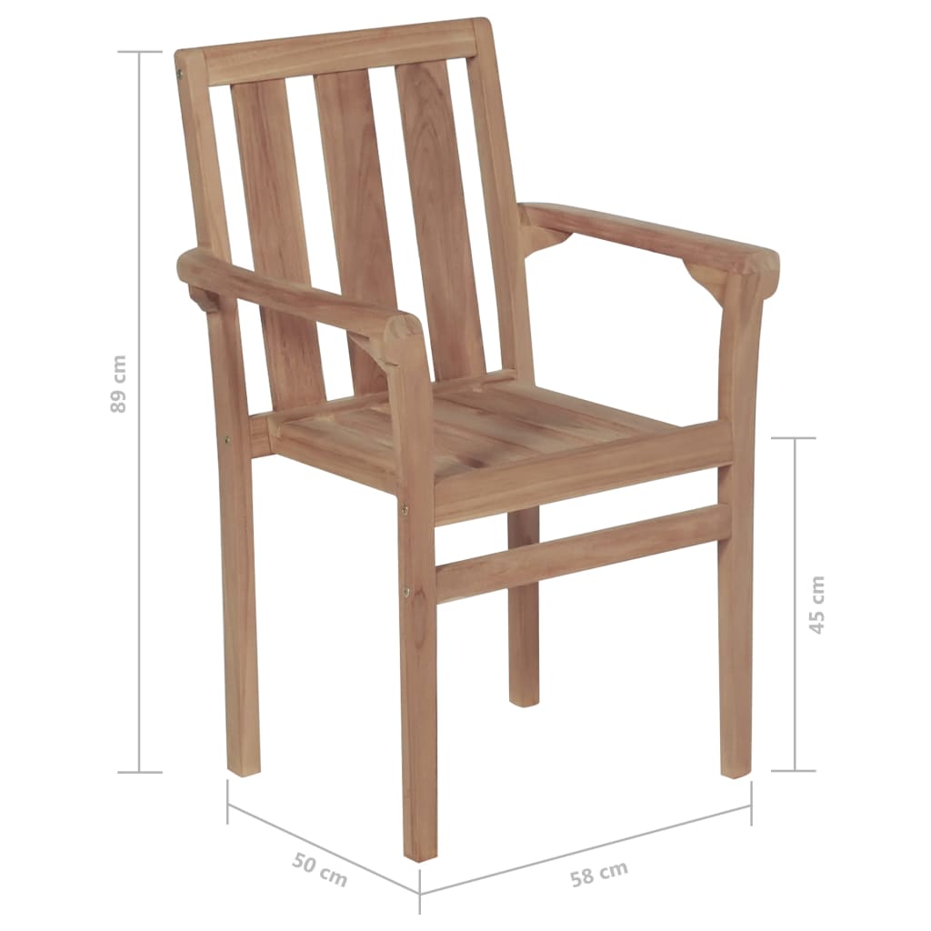 vidaXL Sedie da Giardino Impilabili con Cuscini 4 pz Massello di Teak