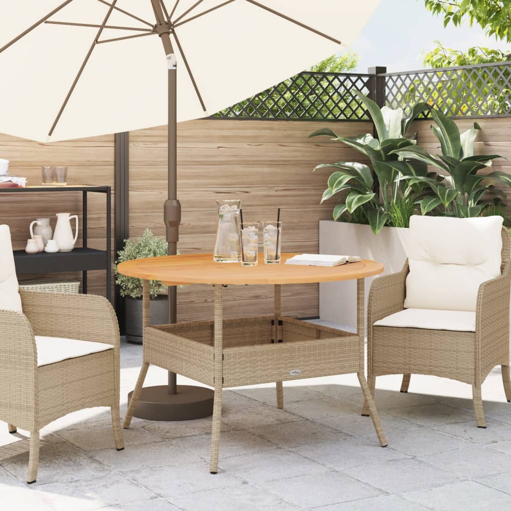 vidaXL Tavolo Giardino Piano Legno Acacia Beige Ø110x71 cm Polyrattan