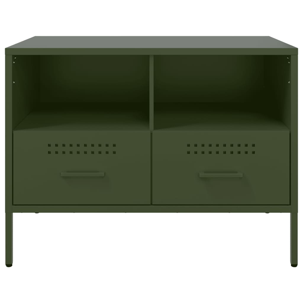 vidaXL Mobile TV Verde Oliva 68x39x50,5 cm in Acciaio