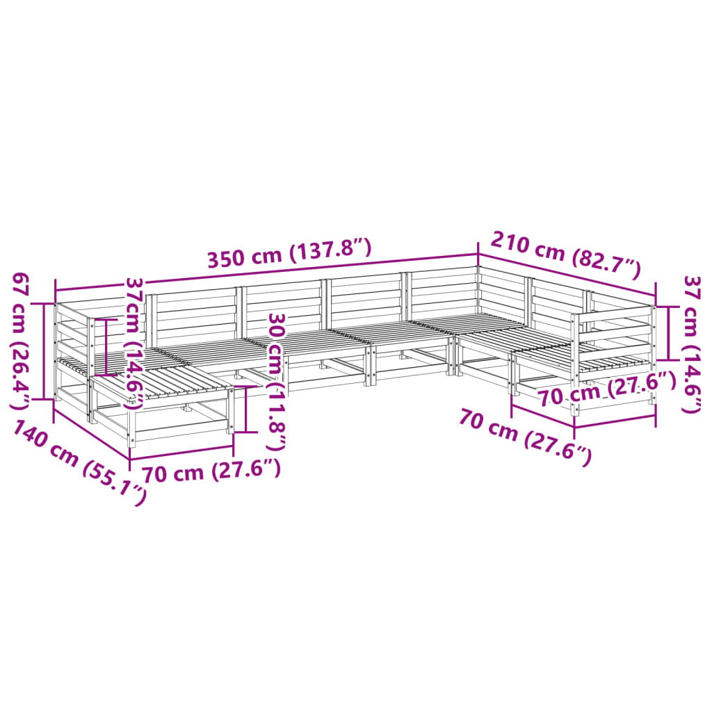 vidaXL Set Divani da Giardino 8 pz in Legno Impregnato di Pino