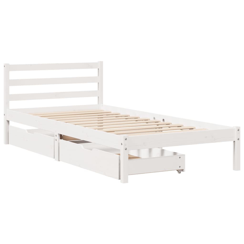 vidaXL Letto senza Materasso Bianco 75x190 in Legno Massello di Pino