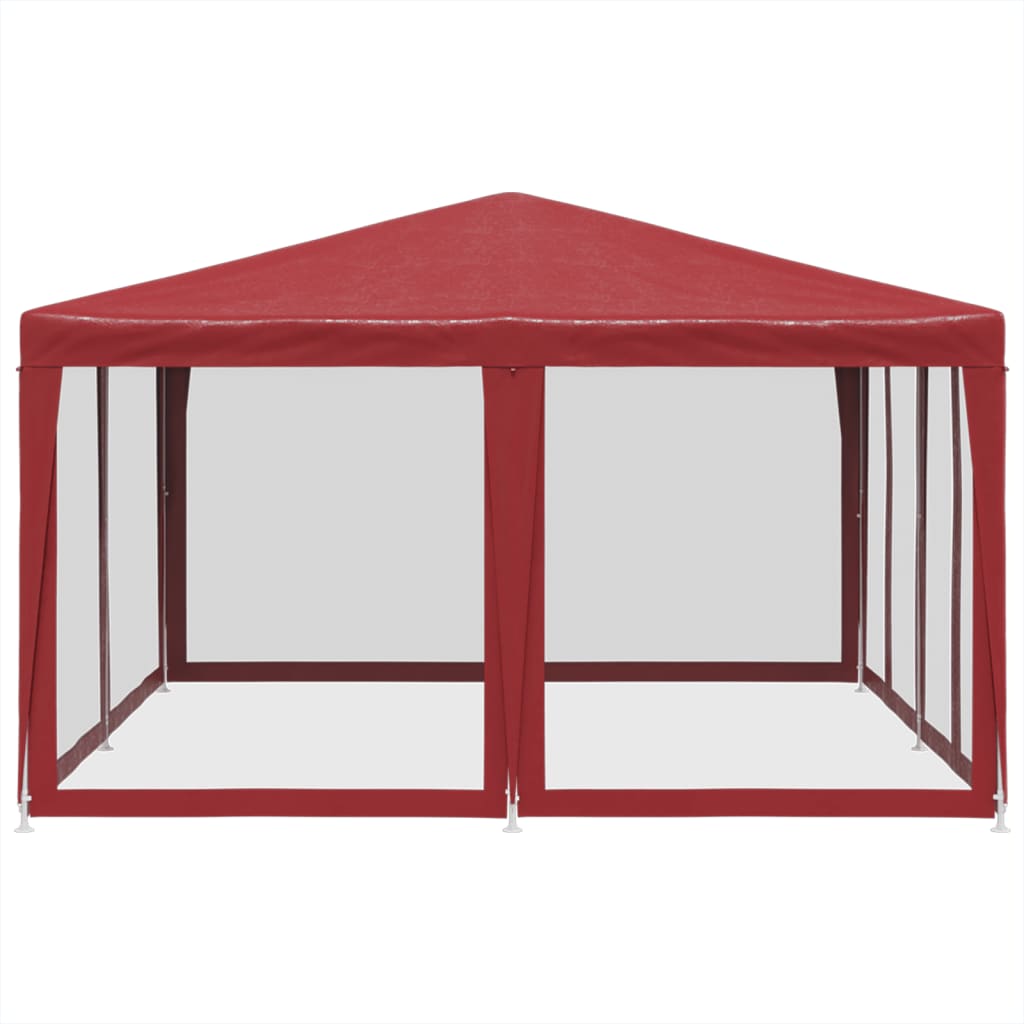 vidaXL Tenda per Feste con 8 Pareti Laterali in Rete Rossa 4x4 m HDPE