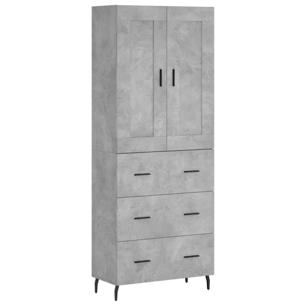 vidaXL Credenza Grigio Cemento 69,5x34x180 cm in Legno Multistrato