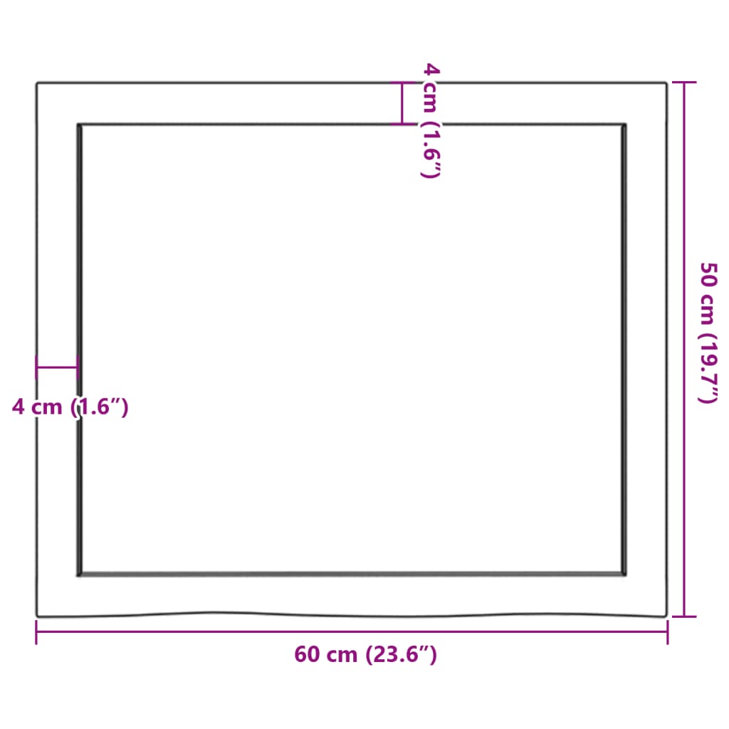 vidaXL Piano per Tavolo 60x50x(2-4) cm in Rovere Massello Non Trattato