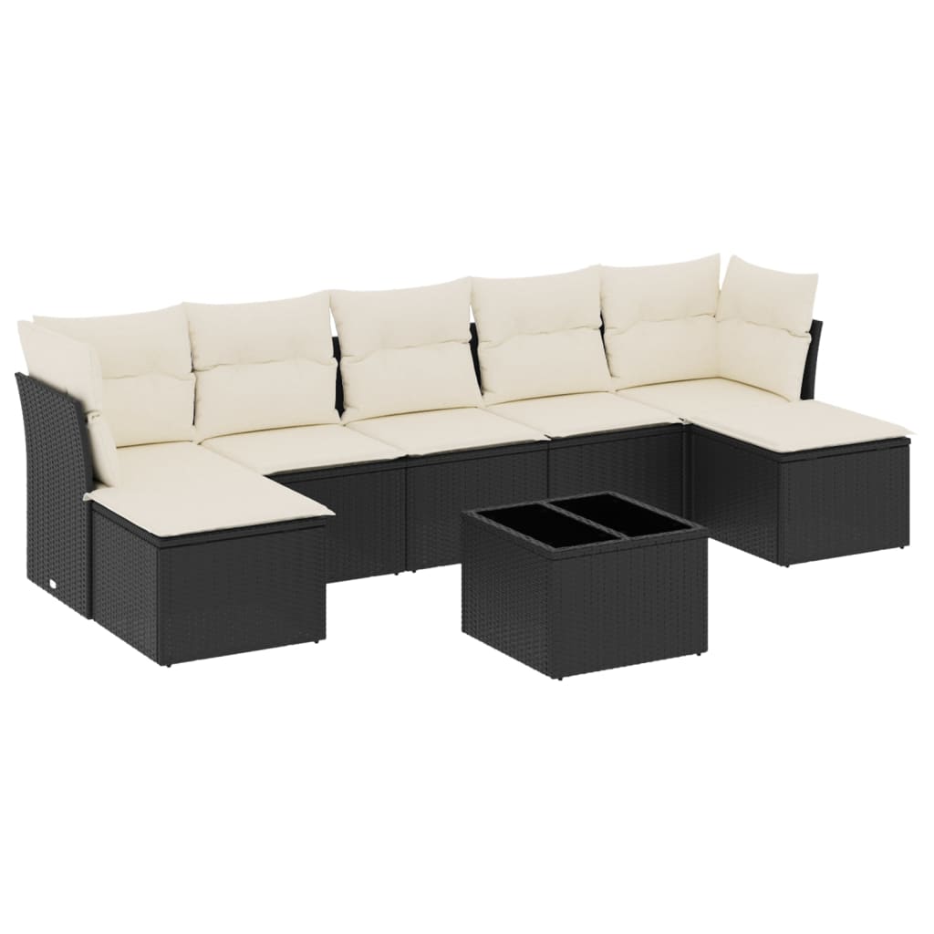 vidaXL Set Divani da Giardino con Cuscini 8 pz Nero in Polyrattan