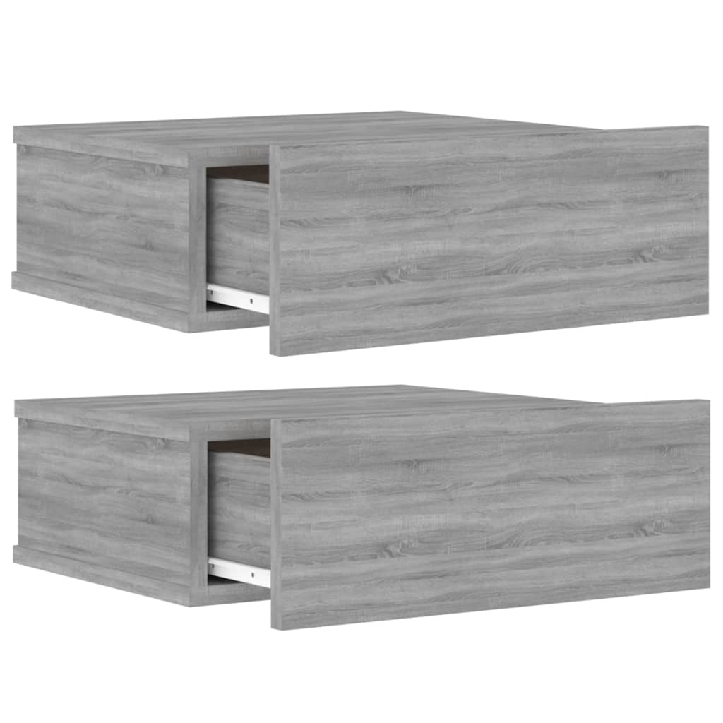 vidaXL Comodini Pensili Grigio Sonoma 2pz 40x30x15cm Legno Multistrato