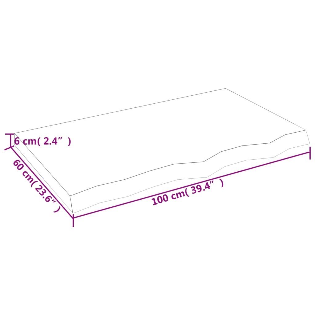 vidaXL Piano Bagno Marrone Scuro 100x60x(2-6) cm Legno Trattato