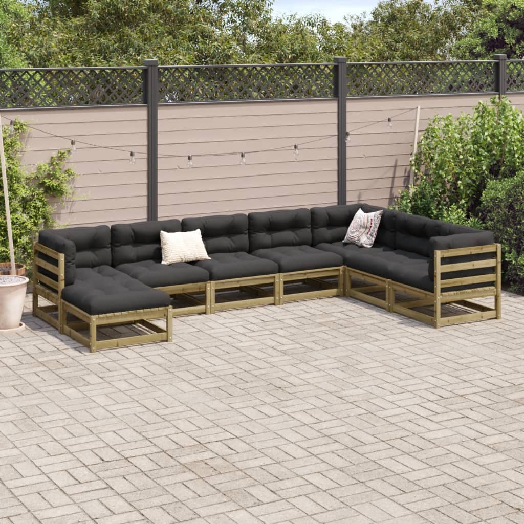 vidaXL Set Divani da Giardino 8 pz in Legno Impregnato di Pino