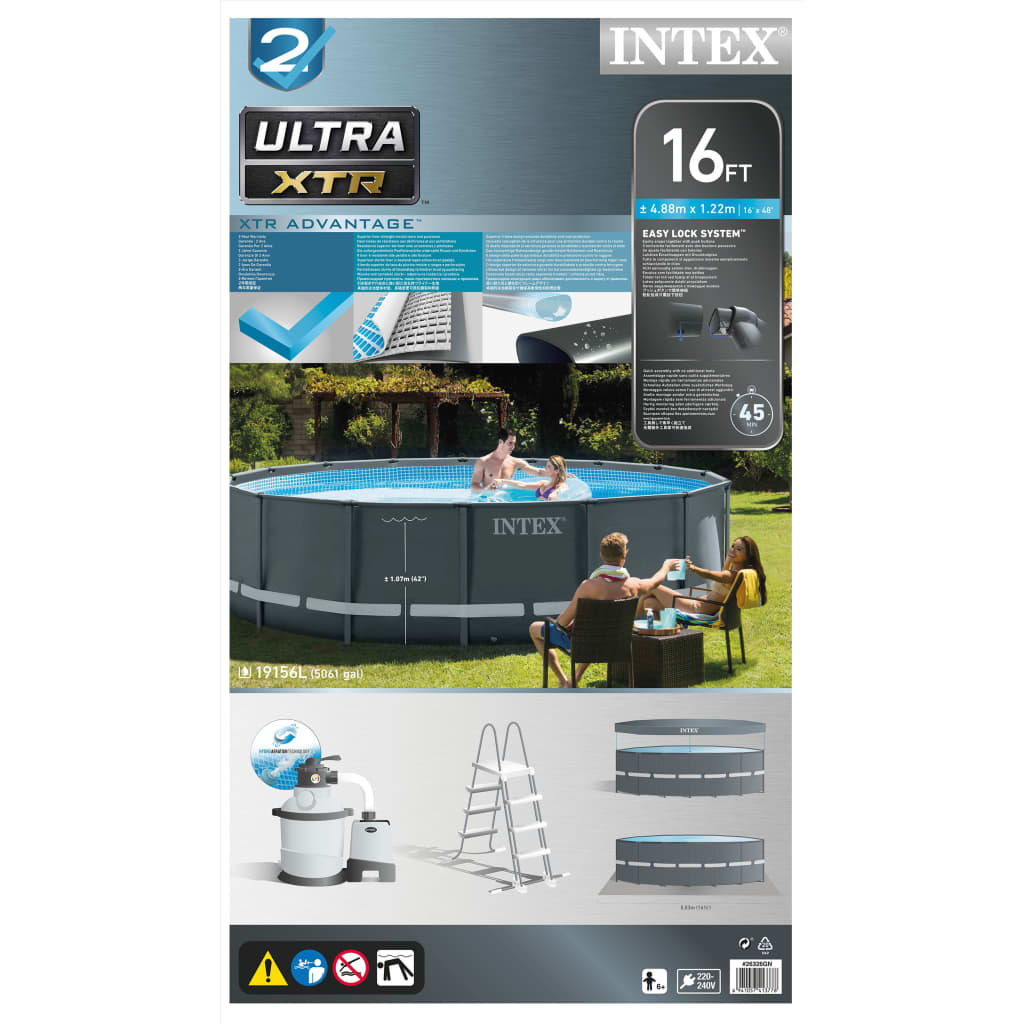Intex Set Piscina Rotonda con Telaio Ultra XTR 488x122 cm