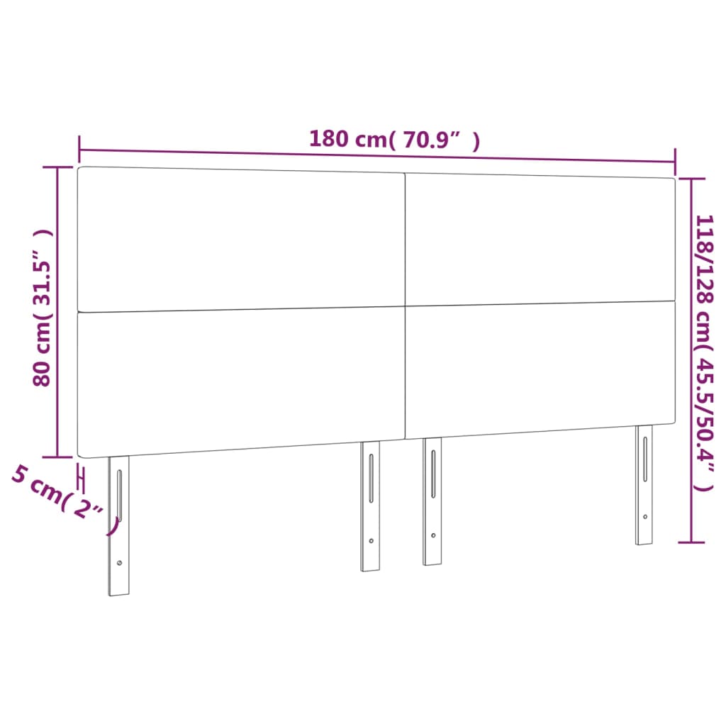 vidaXL Testiera a LED Nera 180x5x118/128 cm in Similpelle