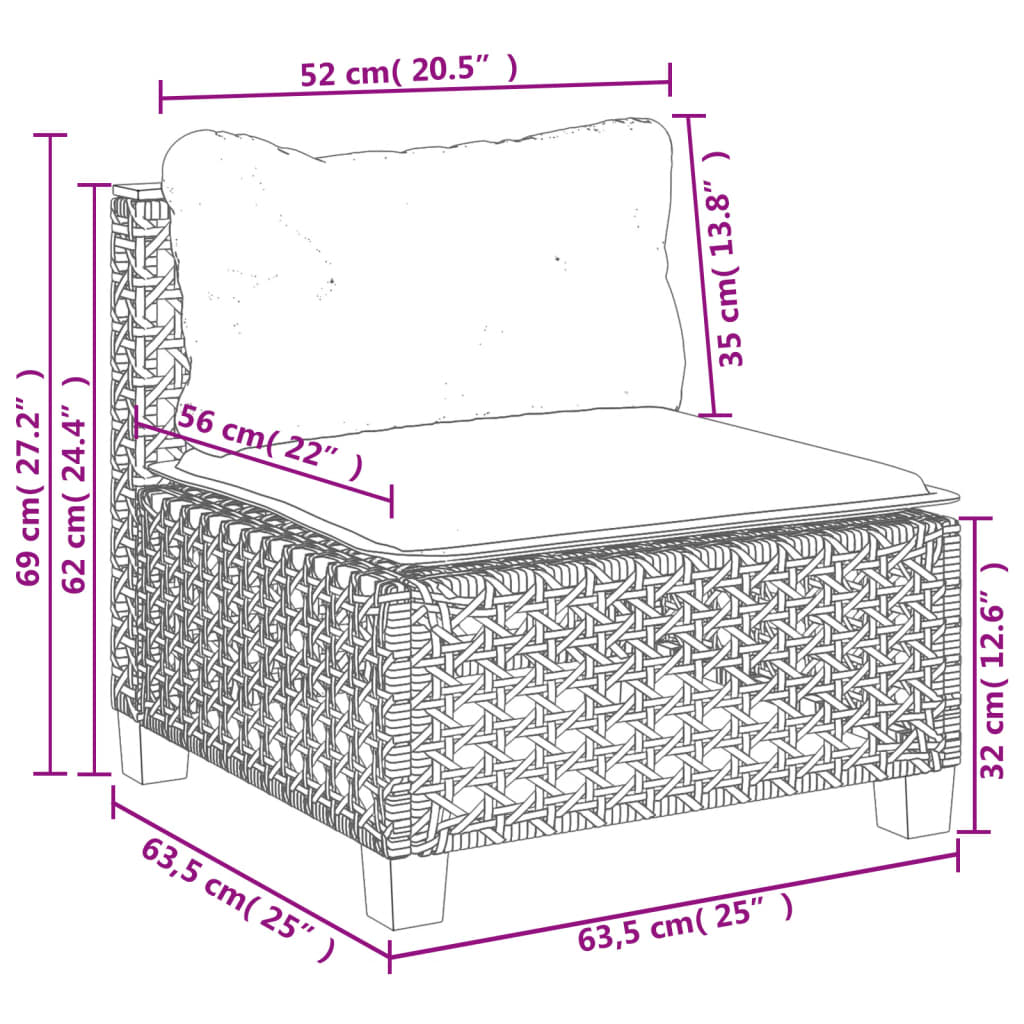 vidaXL Set Divani da Giardino con Cuscini 8 pz Nero in Polyrattan