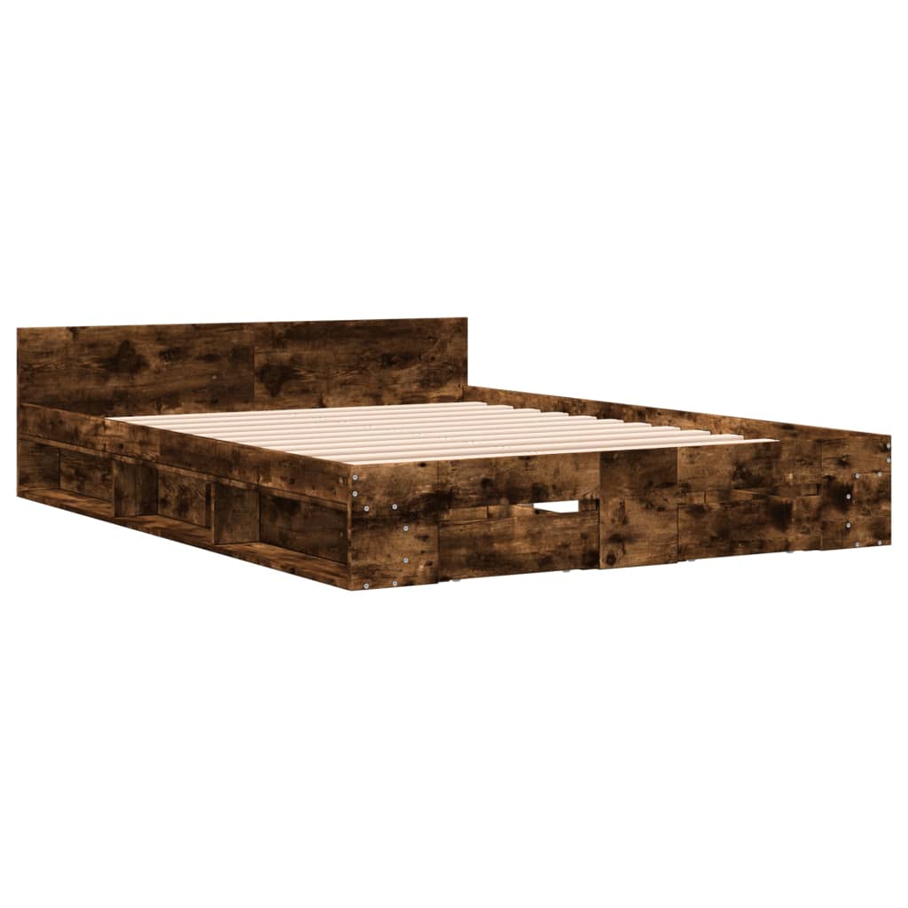 vidaXL Giroletto con Cassetti Rovere Fumo 140x200 cm Legno Multistrato