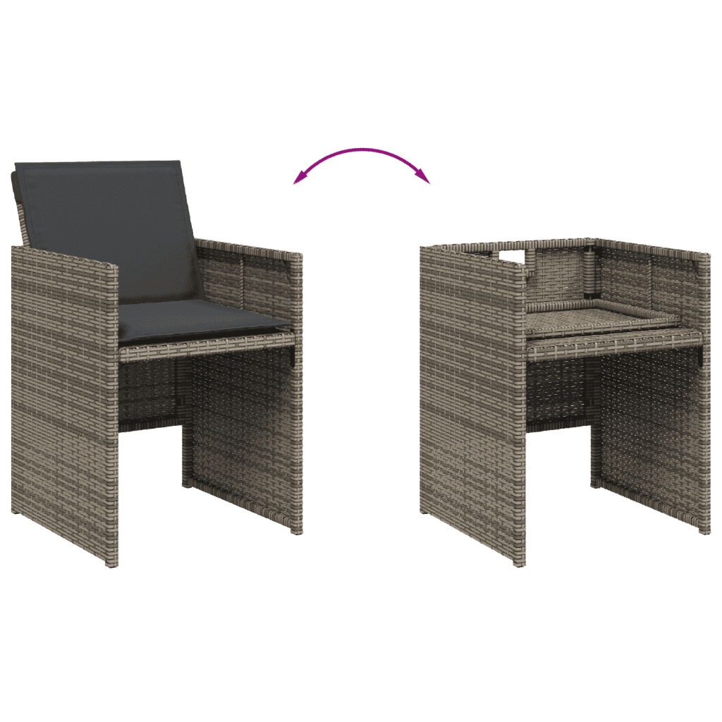 vidaXL Set da Pranzo da Giardino 9 pz con Cuscini in Polyrattan Grigio