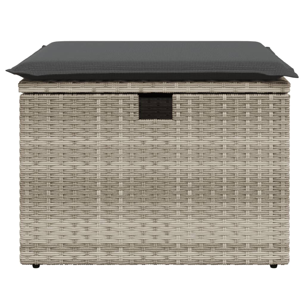 vidaXL Sgabello Giardino e Cuscino Grigio Chiaro 55x55x37cm Polyrattan