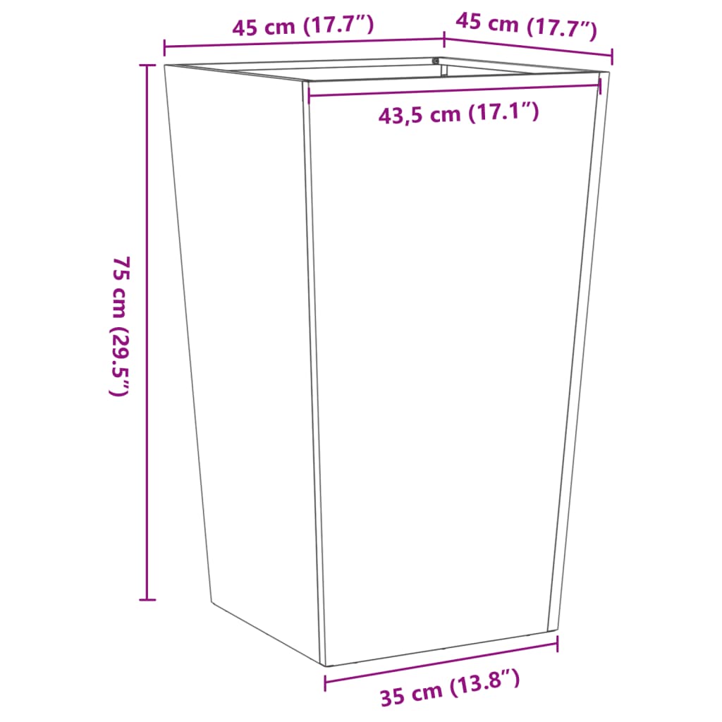 vidaXL Fioriere da Giardino 2 pz 45x45x75 cm in Acciaio Zincato