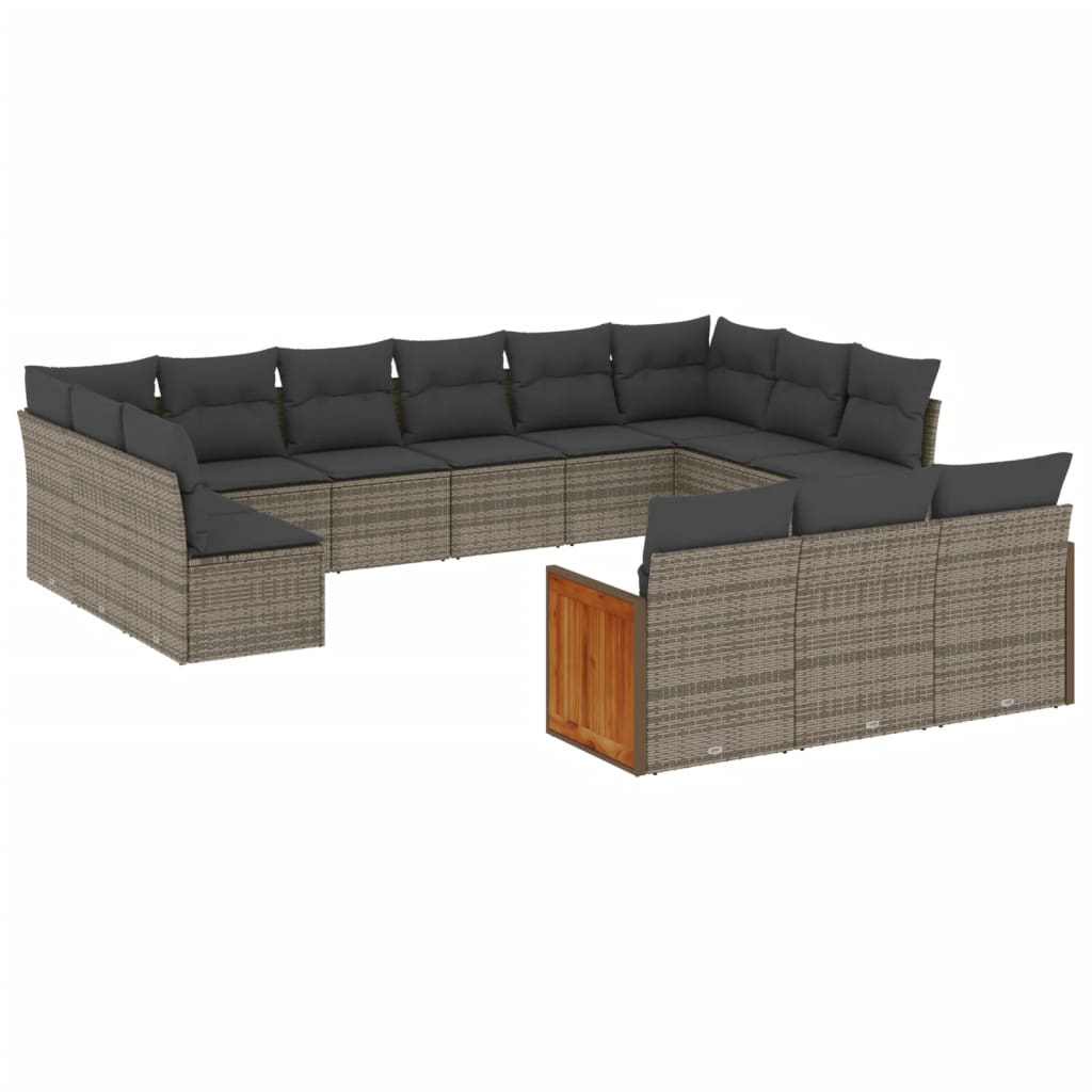 vidaXL Set Divani da Giardino 13 pz con Cuscini Grigio in Polyrattan