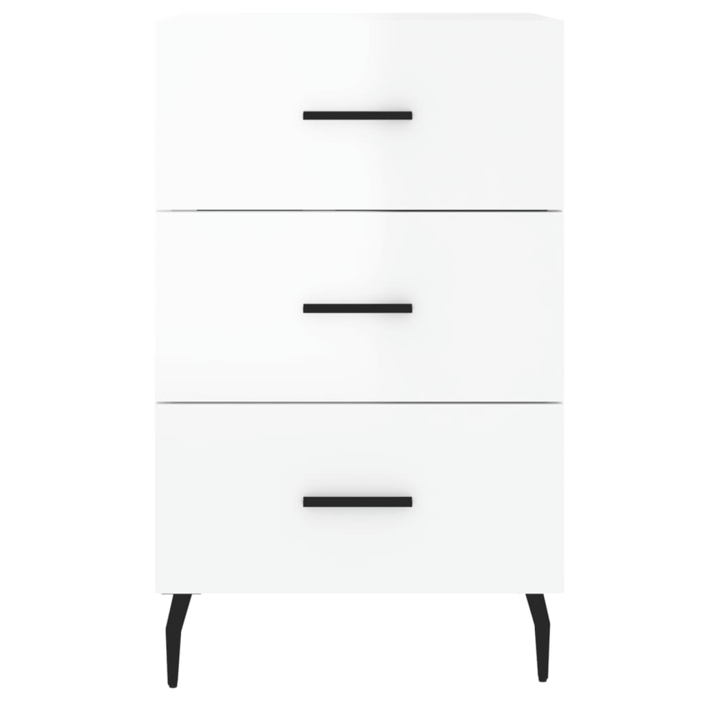 vidaXL Comodino Bianco Lucido 40x40x66 cm in Legno Multistrato