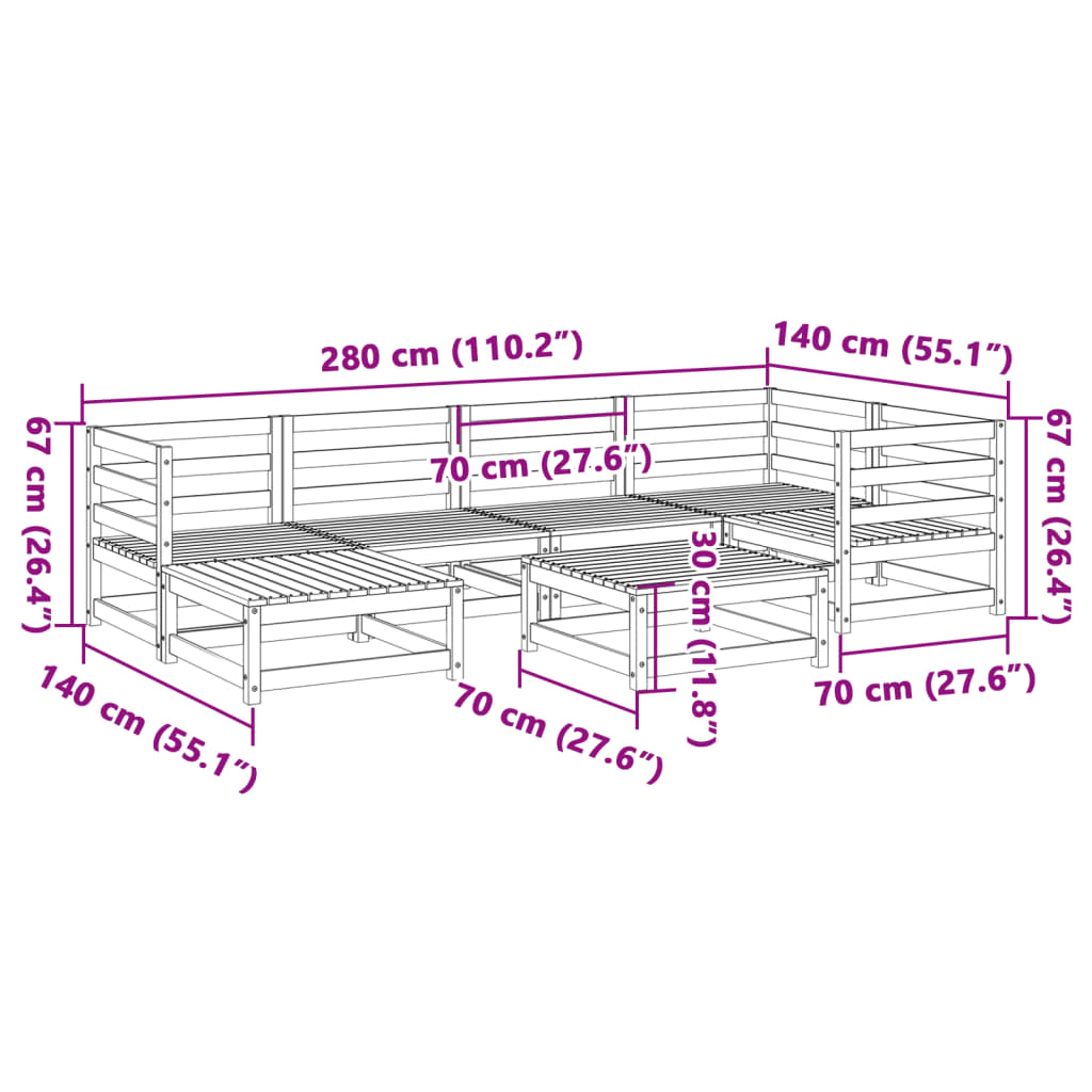 vidaXL Set Divani da Giardino 7 pz in Legno Massello Abete Douglas