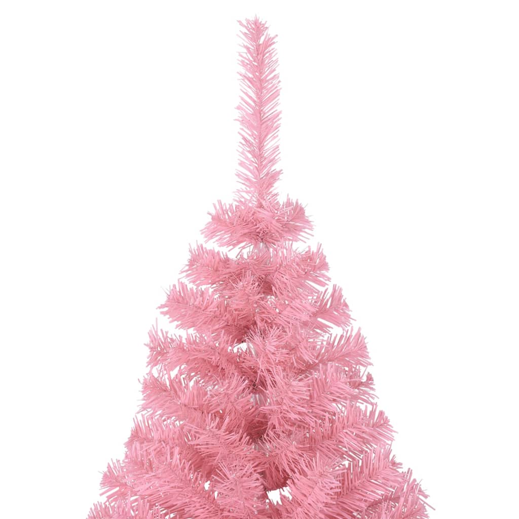 vidaXL Albero di Natale Artificiale a Metà con Supporto Rosa 180cm PVC