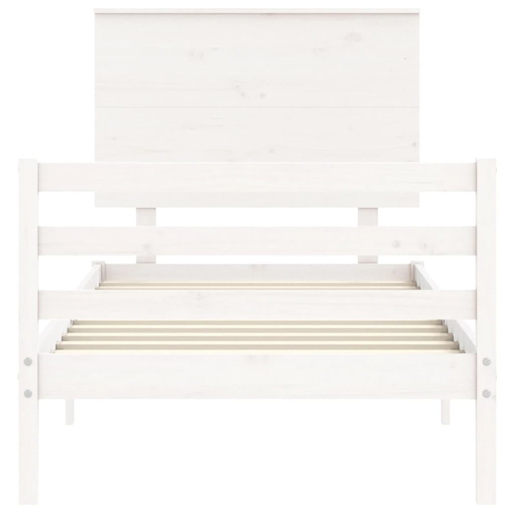 vidaXL Giroletto con Testiera Bianco Small Single Legno Massello