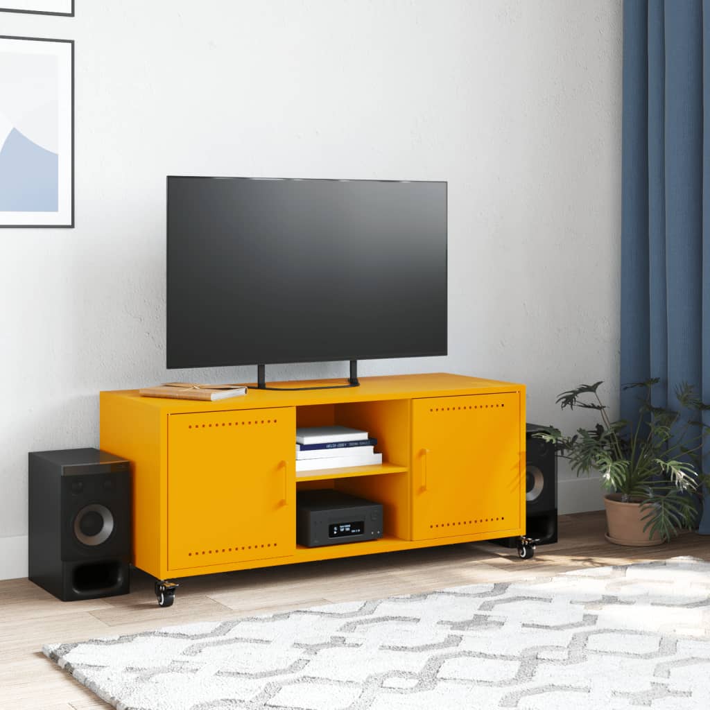 vidaXL Mobile TV Giallo Senape 100,5x39x43,5 cm in Acciaio