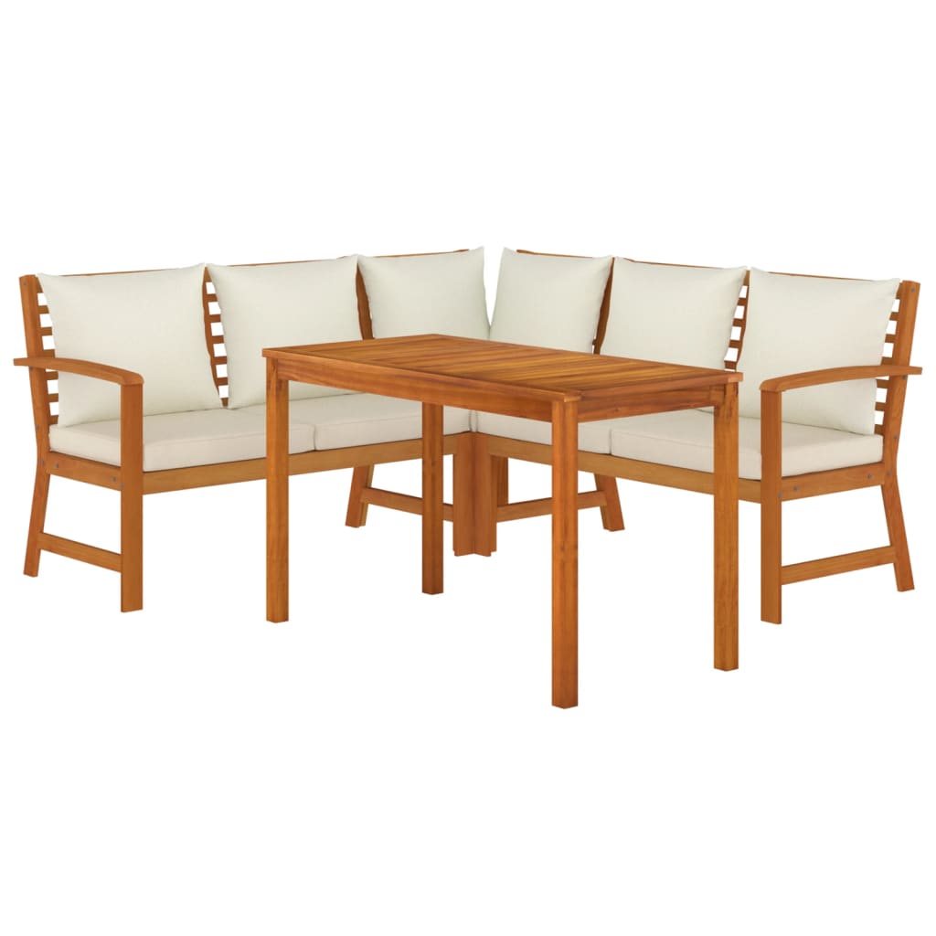 vidaXL Set da Pranzo Giardino 4pz con Cuscini Legno Massello di Acacia