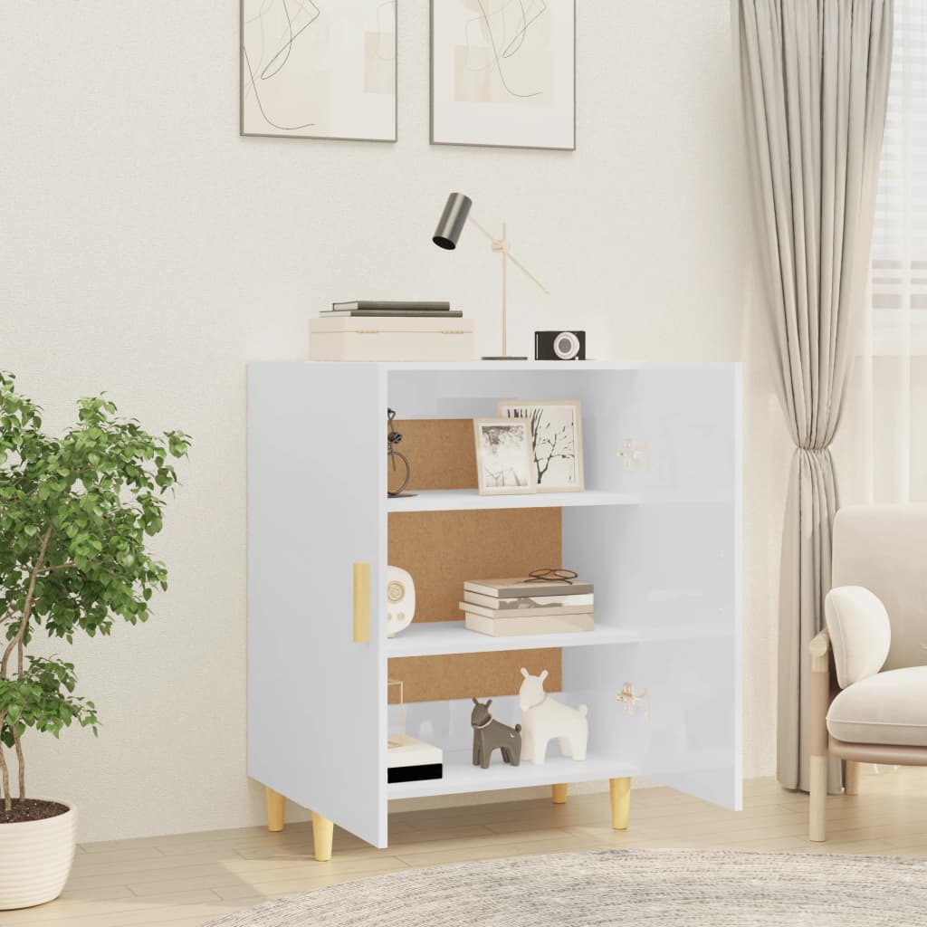 vidaXL Credenza Bianco Lucido 70x34x90 cm in Legno Multistrato