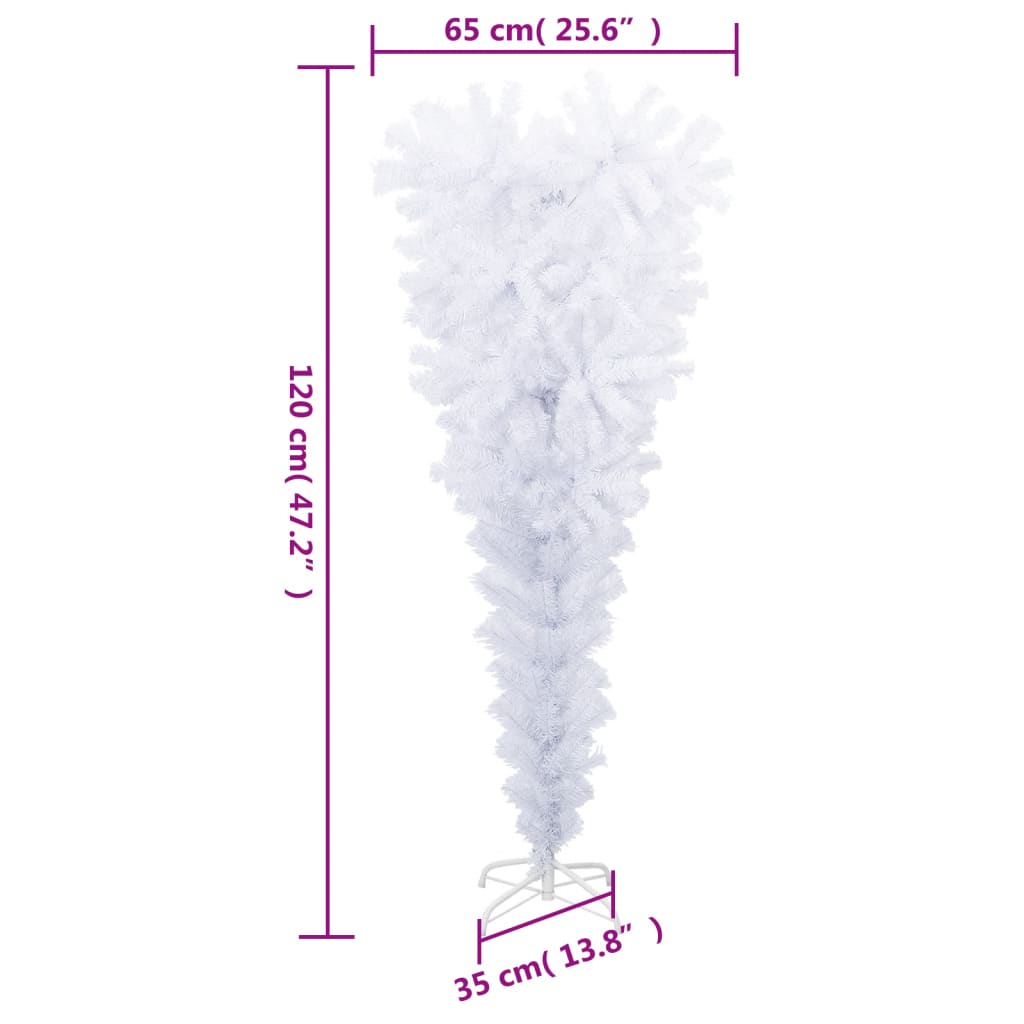 vidaXL Albero di Natale Artificiale Capovolto con Base Bianco 120 cm