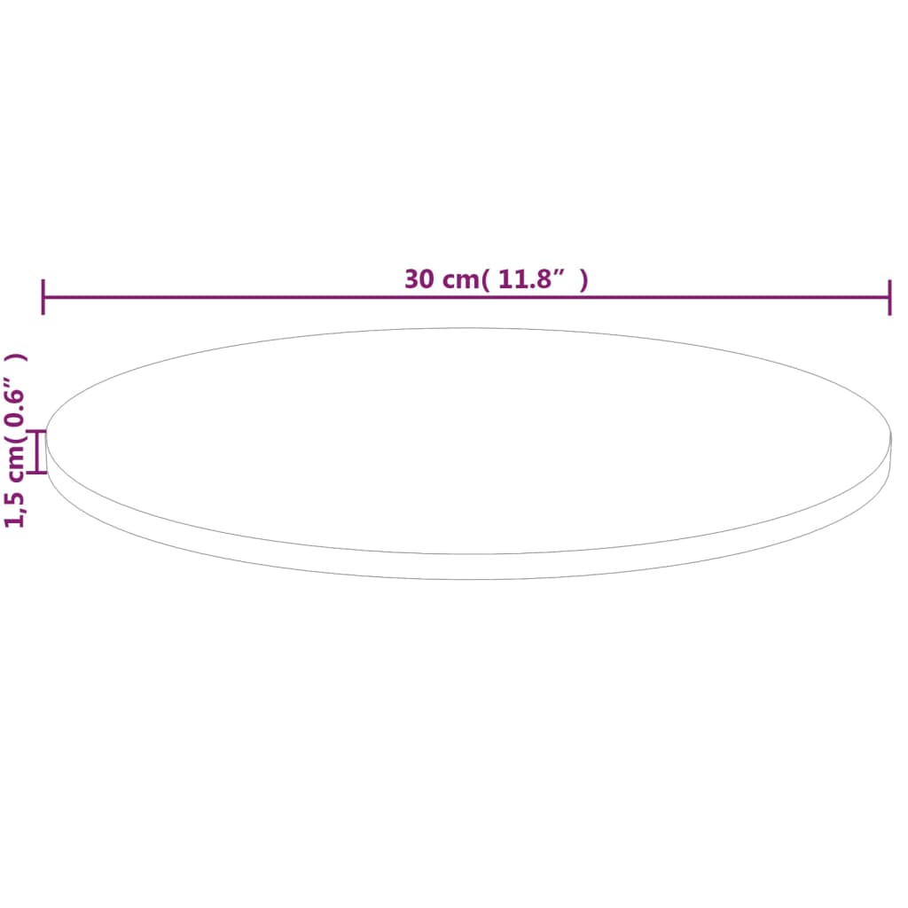 vidaXL Piano Tavolo Rotondo Ø30x1,5 cm Massello di Rovere Non Trattato