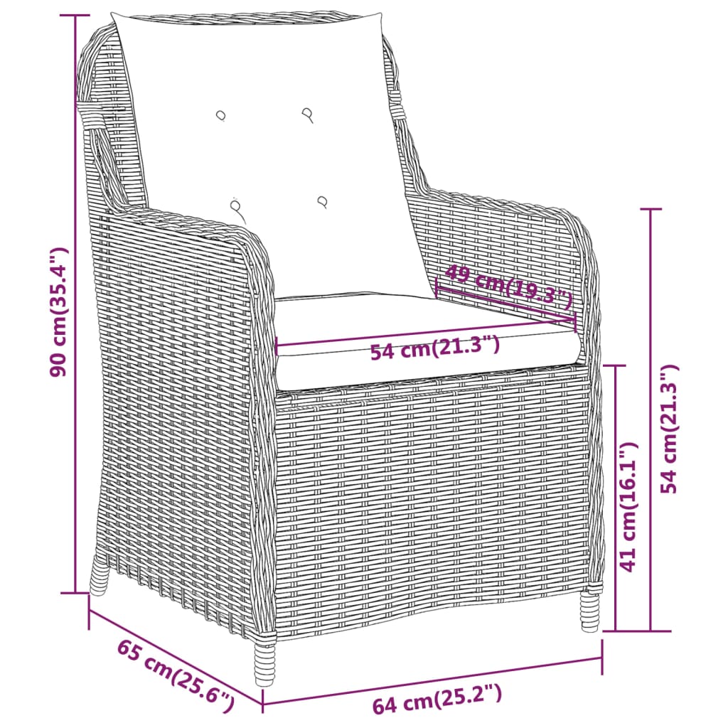 vidaXL Set da Pranzo da Giardino 3 pz Marrone