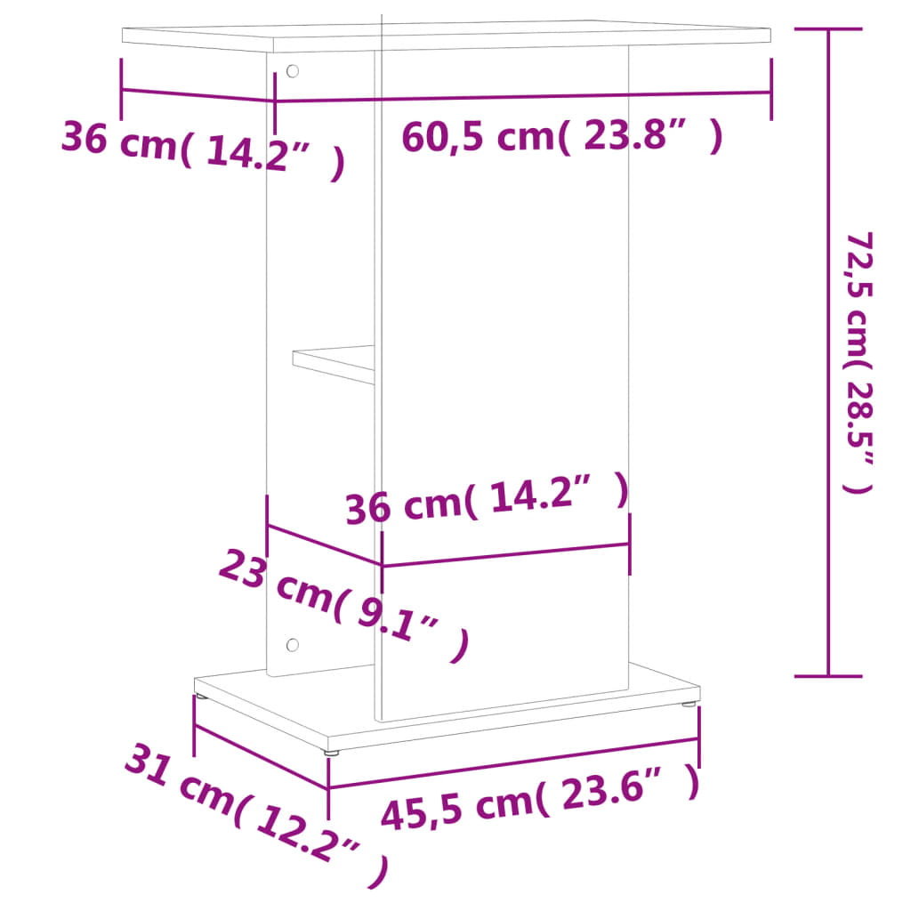 vidaXL Supporto Acquario 60,5x36x72,5 cm Legno Multistrato Rovere Fumo