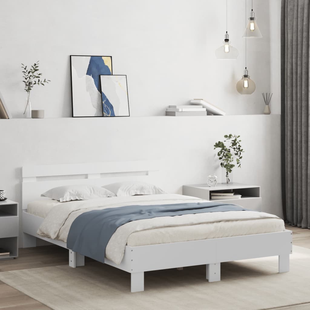 vidaXL Giroletto con Testiera Bianco 135x190 cm in Legno Multistrato