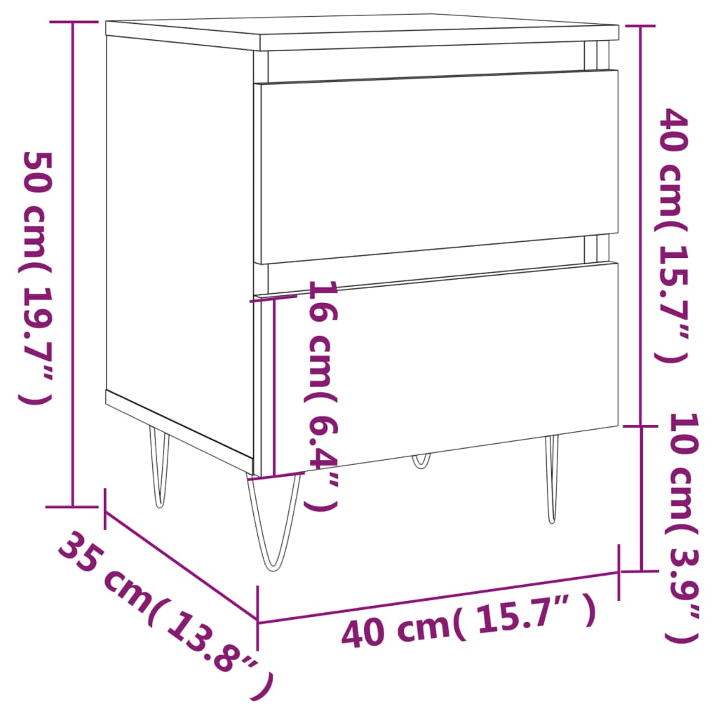 vidaXL Comodino Rovere Sonoma 40x35x50 cm in Legno Multistrato