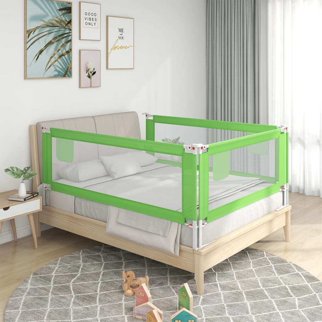 vidaXL Sponda Letto di Sicurezza per Bambini Verde 100x25cm in Tessuto