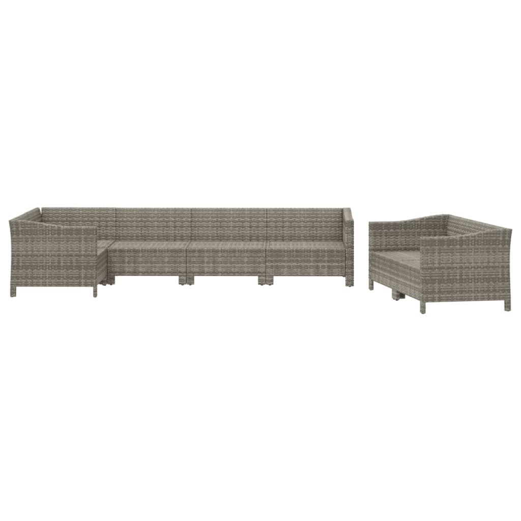 vidaXL Set Divani da Giardino 7 pz con Cuscini in Polyrattan Grigio