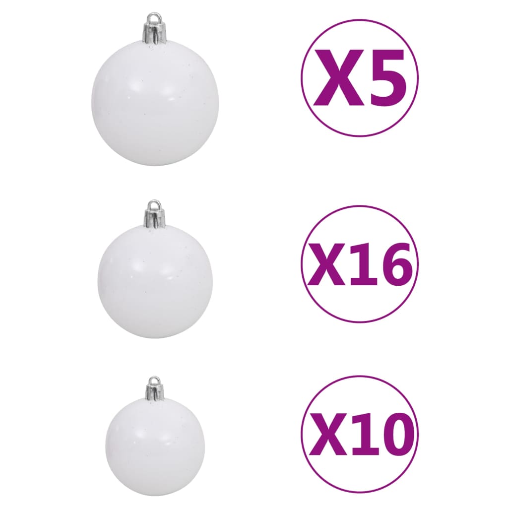 vidaXL Albero di Natale Artificiale Preiluminato Palline 240 cm Bianco