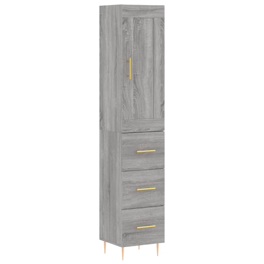 vidaXL Credenza Grigio Sonoma 34,5x34x180 cm in Legno Multistrato