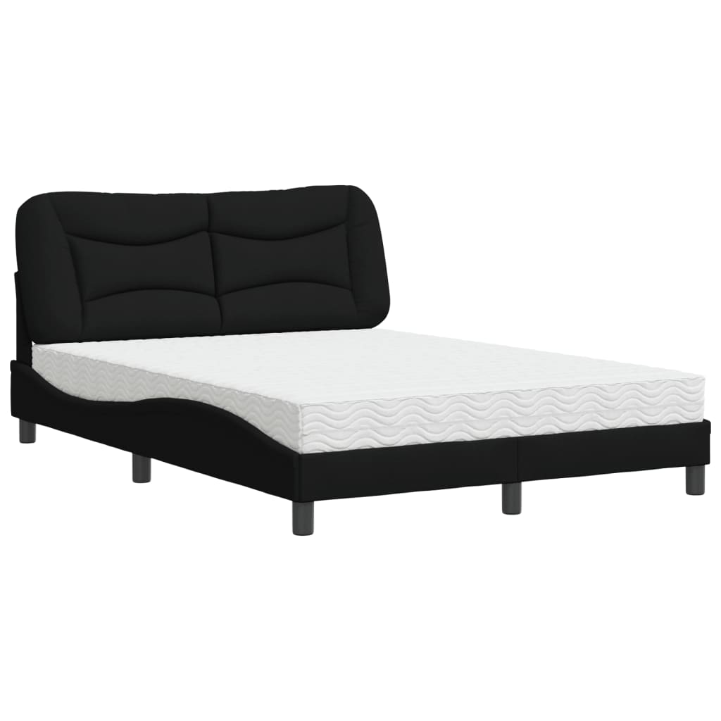 vidaXL Letto con Materasso Nero 120x200 cm in Tessuto