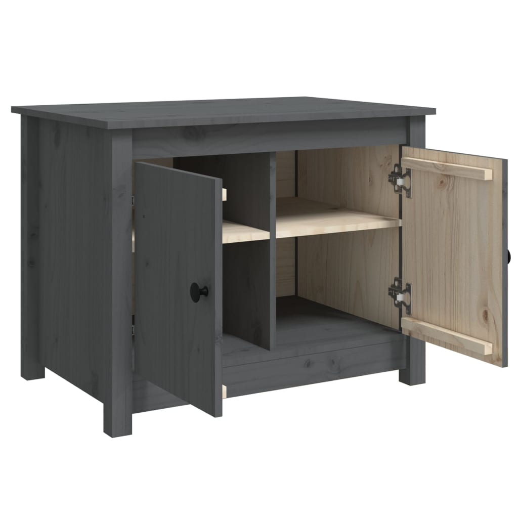 vidaXL Tavolino da Salotto Grigio 71x49x55cm in Legno Massello di Pino