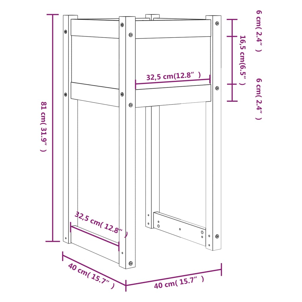 vidaXL Fioriere 2 pz Nero 40x40x81 cm in Legno Massello di Pino