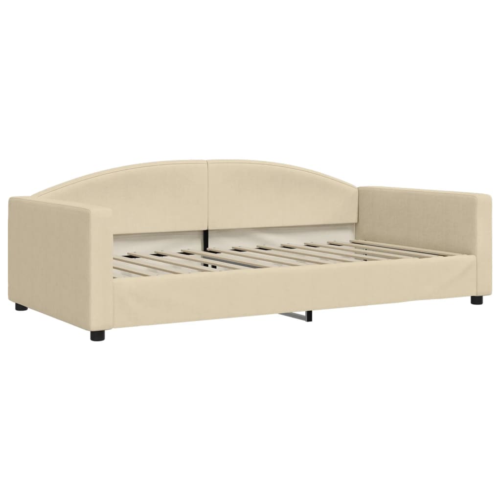 vidaXL Divano Letto Estraibile con Materassi Crema 100x200 cm Tessuto