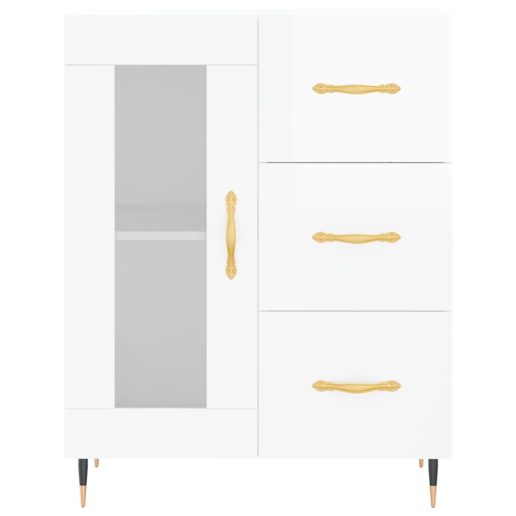 vidaXL Credenza Bianco Lucido 69,5x34x180 cm in Legno Multistrato