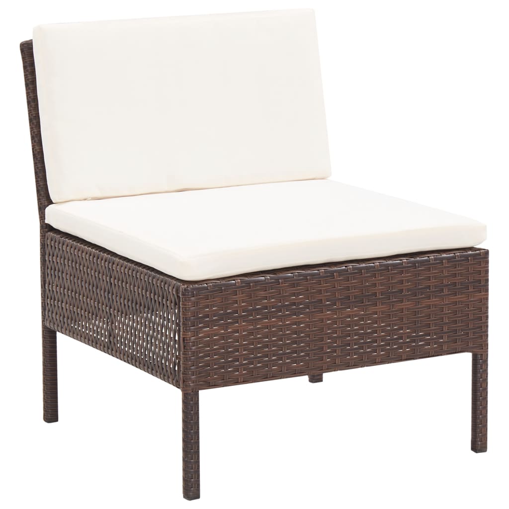 vidaXL Set Divani da Giardino 3 pz con Cuscini in Polyrattan Marrone