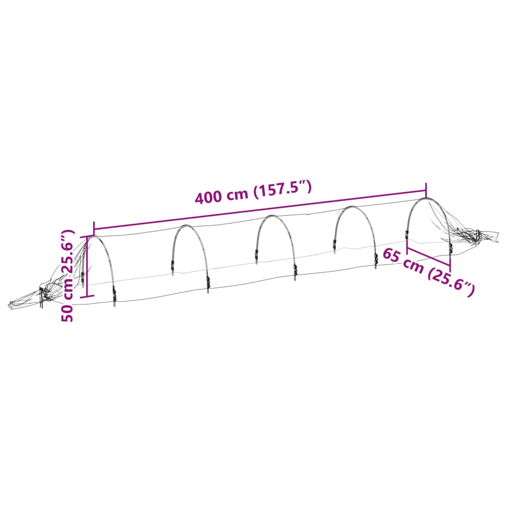 vidaXL Tunnel in Rete 2pz 1,5x5 m in Fibra di Vetro e PP