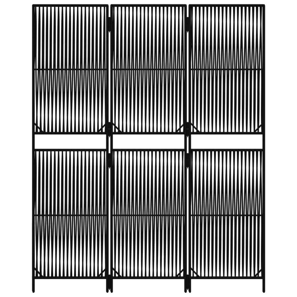 vidaXL Divisorio per Ambienti a 3 Pannelli Nero in Polyrattan