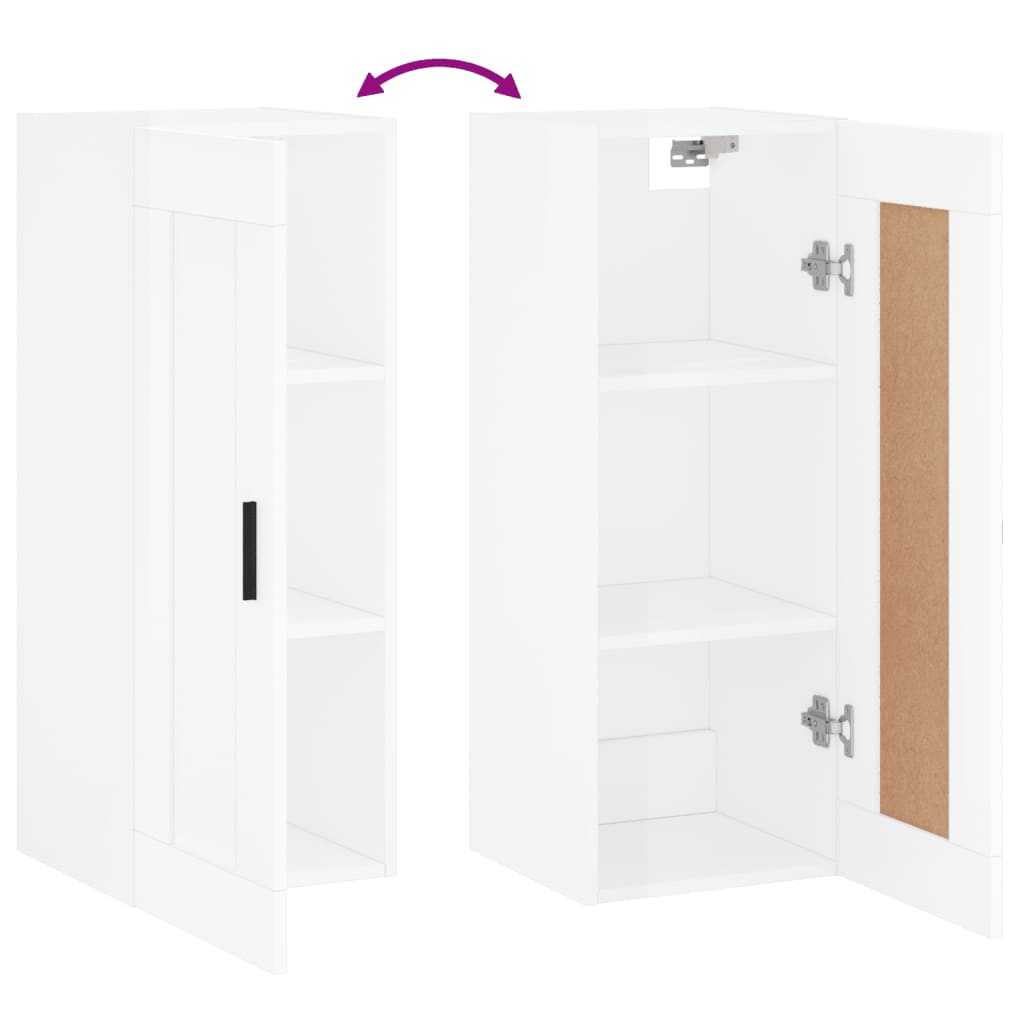 vidaXL Mobile Parete Bianco Lucido 34,5x34x90 cm in Legno Multistrato