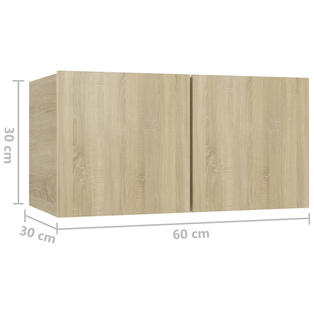 vidaXL Mobili Porta TV Pensili 2pz Rovere Sonoma 60x30x30 cm