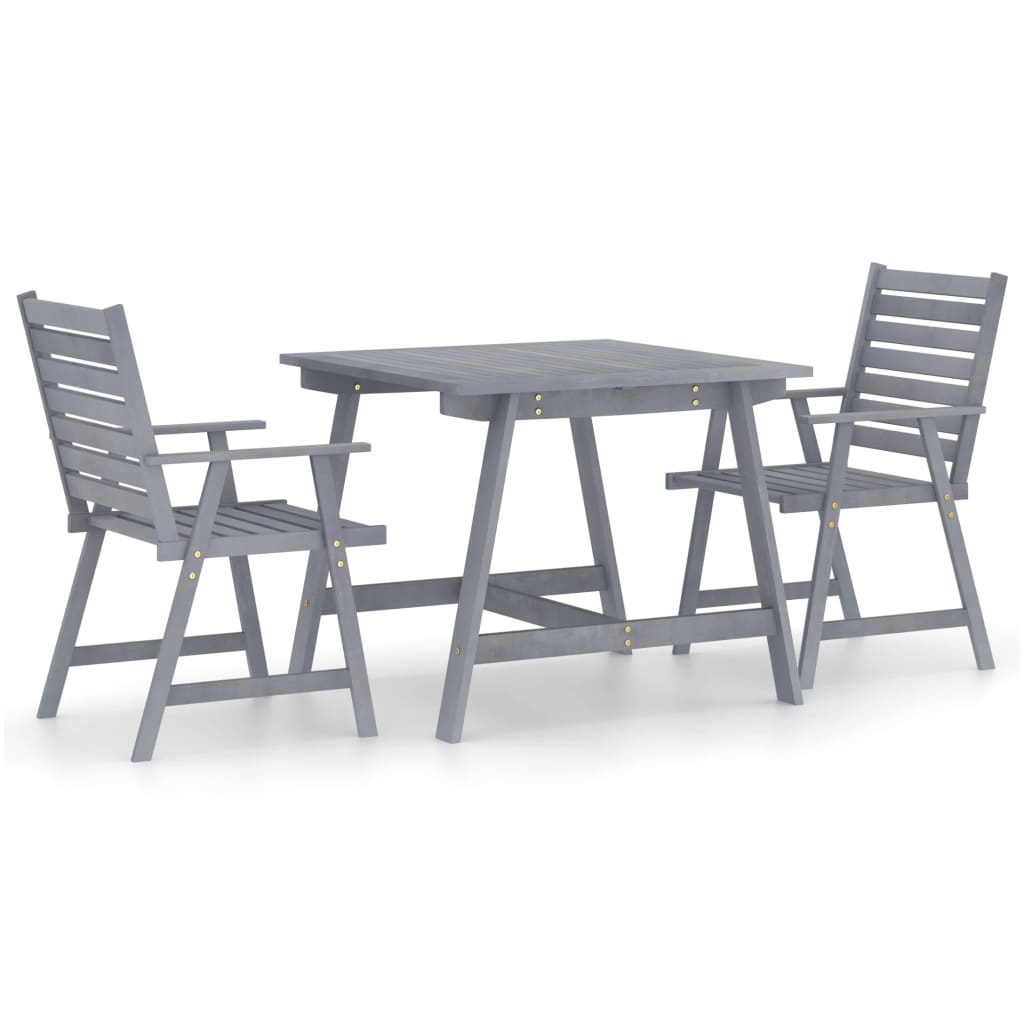 vidaXL Set da Pranzo da Giardino 3 pz Legno Massello di Acacia Grigio