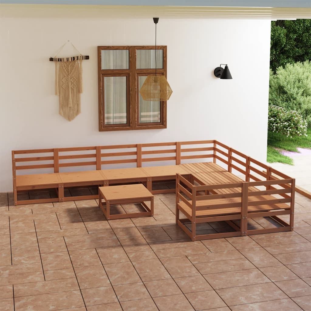 vidaXL Set Divani da Giardino 10 pz in Legno Massello di Pino